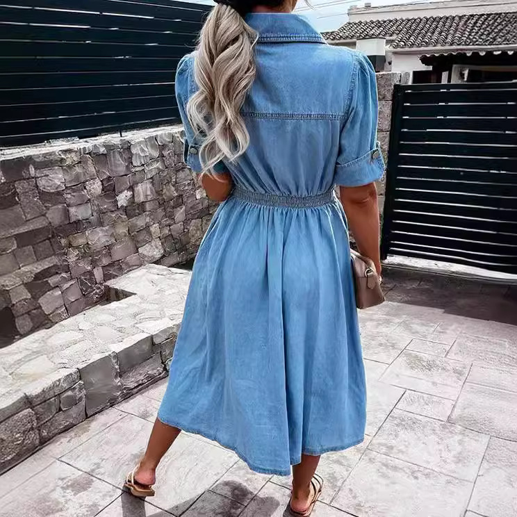 Women's Light Wash Denim Shirt - огляд і ціна Midi Dress