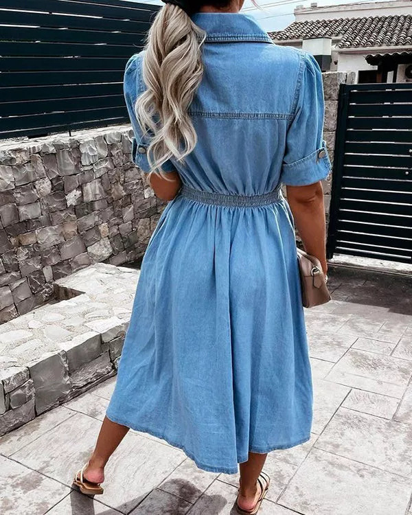 Women's Light Wash Denim Shirt - огляд і ціна Midi Dress