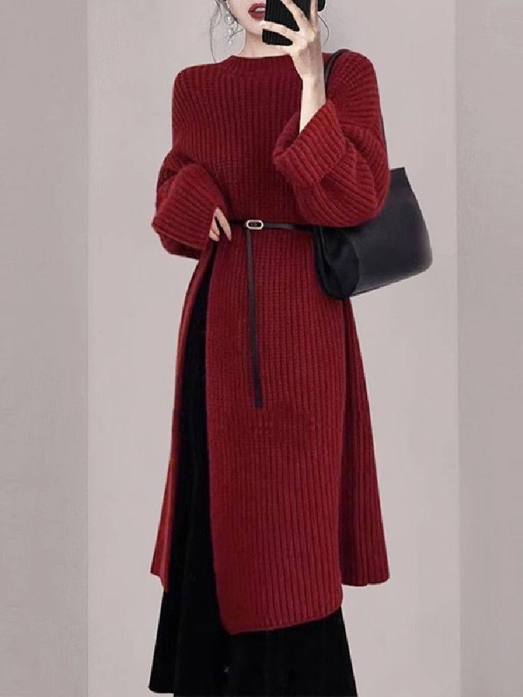 Women Elegant Red Knit Dress A - огляд і ціна Women'S Red Formal Wear